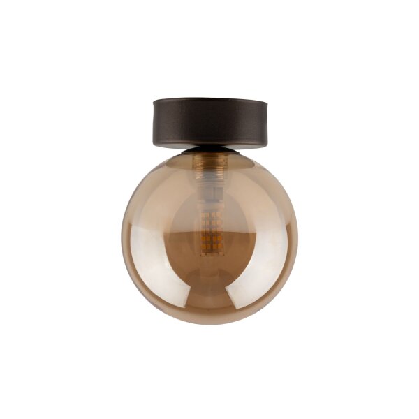 Lampe de plafond petite boule Ø 12 cm H : 15 cm verre fumé métal G9