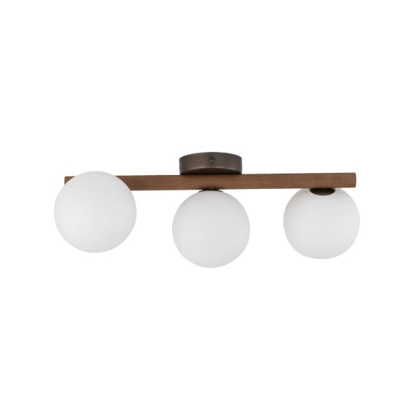 Hängelampe Holz Metall Glas B: 33 cm Braun Weiß