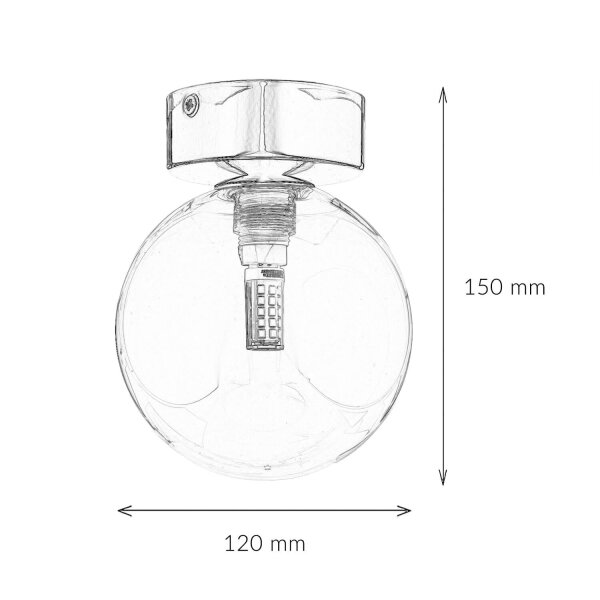 Plafonnier verre fumé Ø 12 cm rond en ambre or G9