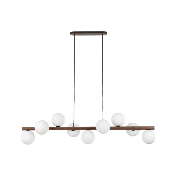 Pendelleuchte Metall Holz Glas L: 117 cm H: max. 125 cm 9x G9