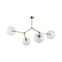 Plafonnier verre métal 74 cm de long en or 4x G9...