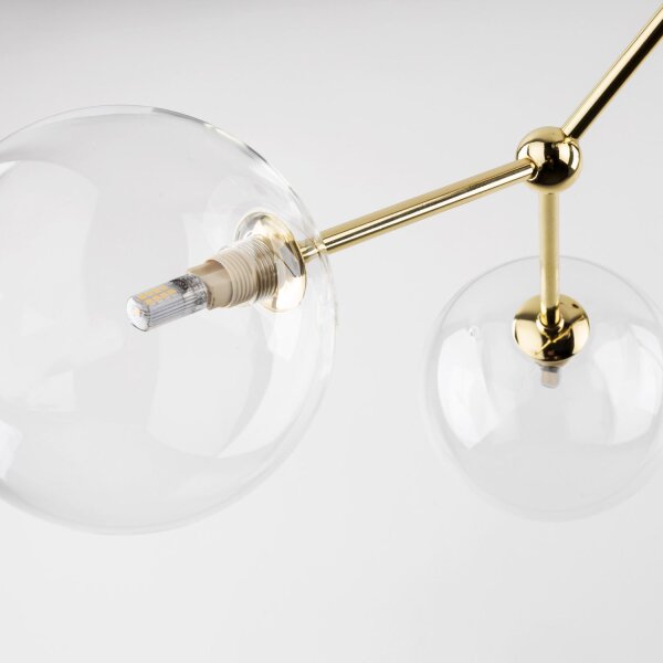 Deckenleuchte Glas Metall 107 cm lang in Gold G9 6-flammig