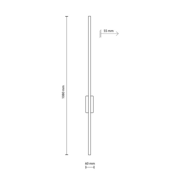LED Wandlampe 108 cm hoch indirekt 3000 K 2524 lm Schwarz