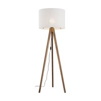 Lampadaire trépied petit 145 cm E27 Skandi bois lin