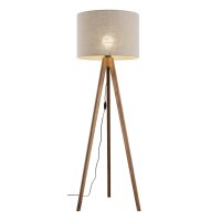 Lampadaire petit 145 cm lin bois E27 trépied