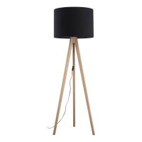 Lampadaire Trépied 145 cm petit pin noir bois...