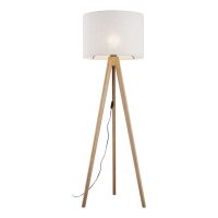Lampadaire Trépied Bois Tissu 145 cm petit salon E27