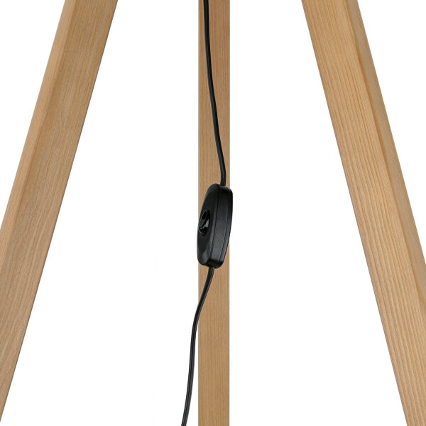 Stehleuchte klein 145 cm Dreibein E27 Stoff Holz Wohnzimmer