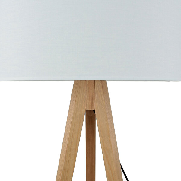 Stehleuchte klein 145 cm Dreibein E27 Stoff Holz Wohnzimmer