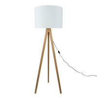 Lampadaire petit 145 cm trépied E27 tissu bois salon