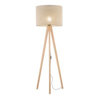 Stehleuchte Dreibein 145 cm klein E27 Holz Leinen NOLAN