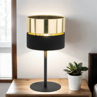 Tischlampe Schwarz Gold 38,5 cm Ø 20 cm H: Stoff...
