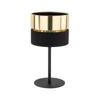Tischlampe Schwarz Gold 38,5 cm Ø 20 cm H: Stoff...