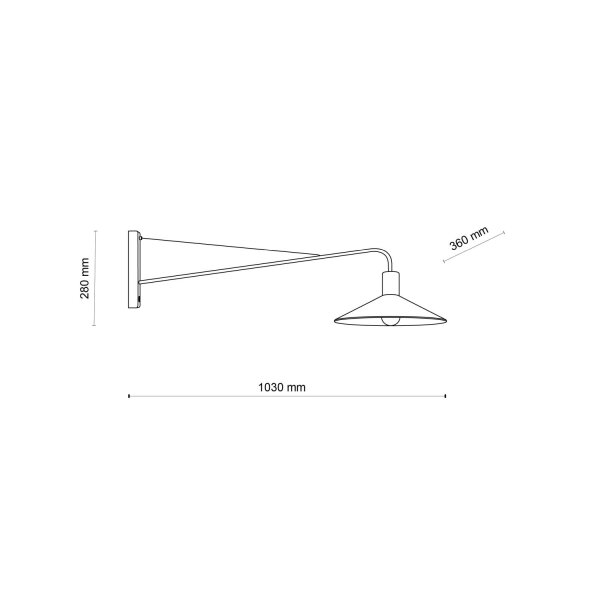 XXL Wandlampe mit Schalter T: 103 cm Metall Schwarz E27