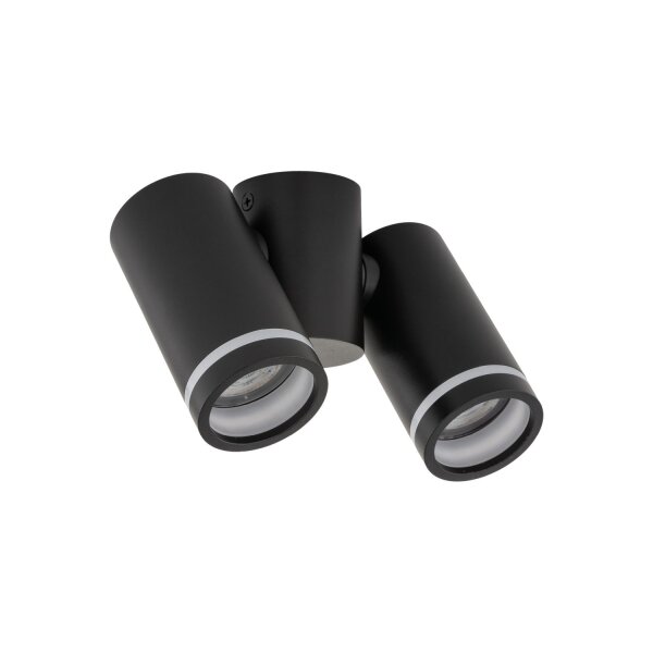 Spot de plafond métal petit L : 17 cm noir 2x GU10