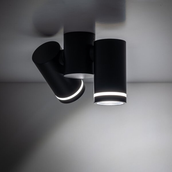 Spot de plafond métal petit L : 17 cm noir 2x GU10