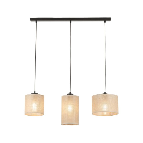 Pendelleuchte 3-flammig Stoff Metall L: 79 cm E27 Boho