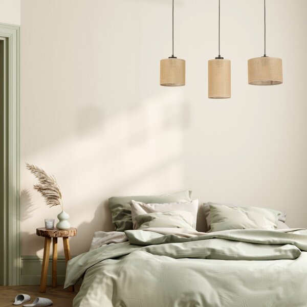 Pendelleuchte 3-flammig Stoff Metall L: 79 cm E27 Boho