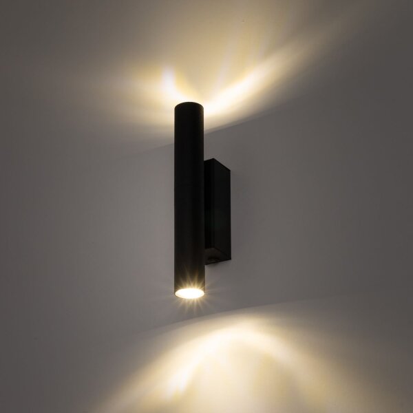 Wandlampe Schwarz Up Down H: 16,5 cm B: 2,5 cm Metall 2x G9