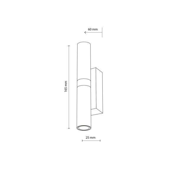 Wandlampe Schwarz Up Down H: 16,5 cm B: 2,5 cm Metall 2x G9