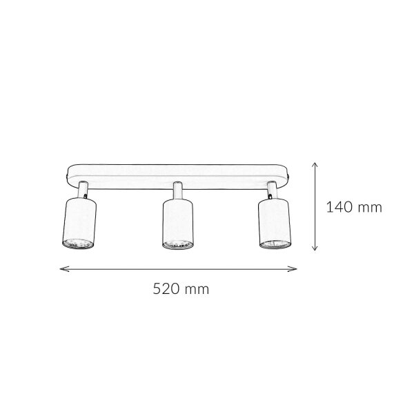 Lampe pour chambre denfant Plafond Mint L : 52 cm Métal 3-flamme GU10