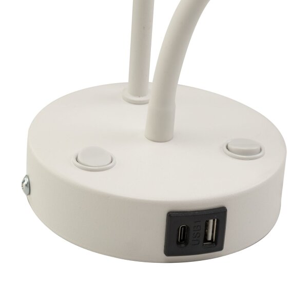 Wandleuchte mit USB-Ladefunktion Schalter Schwanenhals Weiß