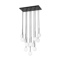 Hängeleuchte Kugel Glas Metall L: 60 cm Schwarz...