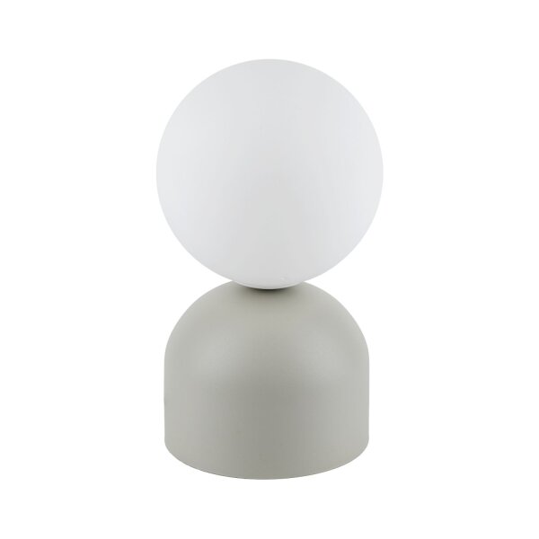 Tischlampe klein H: 21 cm Ø 12 cm Beige Weiß Metall Glas G9