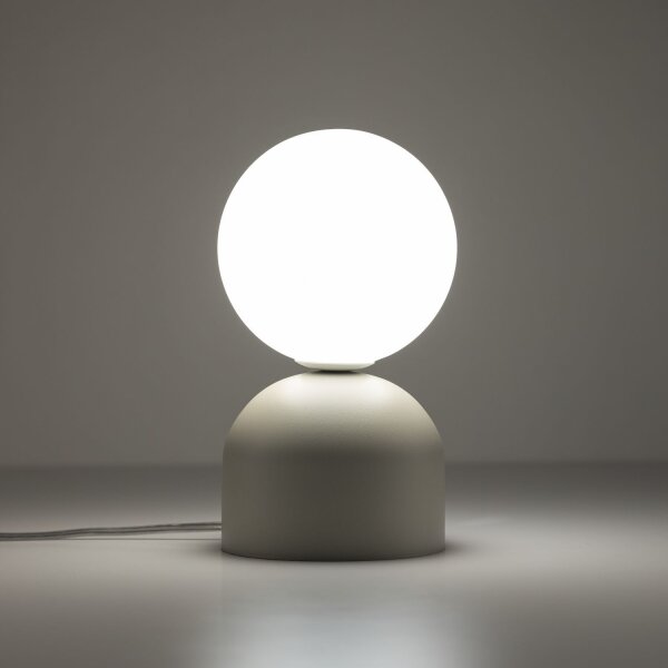Tischlampe klein H: 21 cm Ø 12 cm Beige Weiß Metall Glas G9