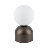Lampe de table verre métal H : 21 cm brun blanc G9...