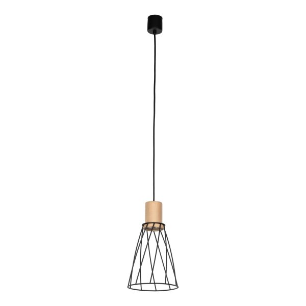 Suspension métal bois Ø 16cm petit H : max. 1,7 m GU10