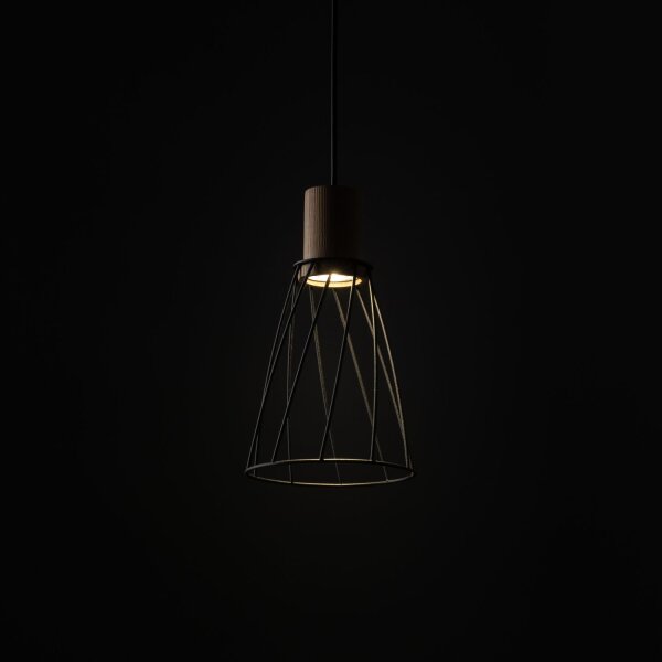 Suspension métal bois Ø 16cm petit H : max. 1,7 m GU10