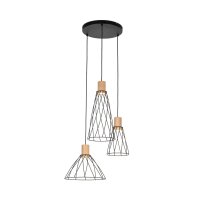 Pendelleuchte 3-flammig Metall Holz Ø 50 cm...