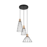 Pendelleuchte 3-flammig Metall Holz Ø 50 cm...