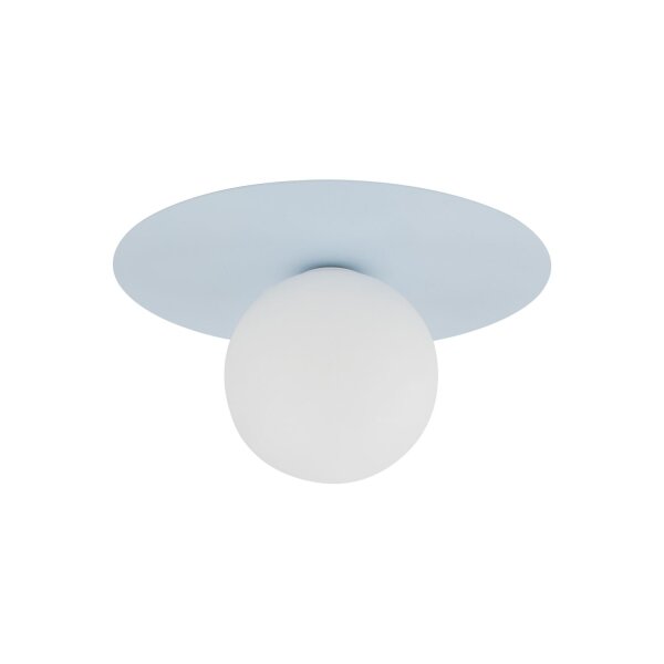 Kinderzimmerleuchte Glas Metall G9 rund Ø 25 cm Hellblau Weiß