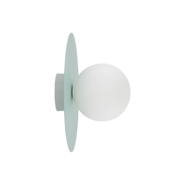 Lampe de plafond chambre denfant ronde Ø25cm métal verre G9 menthe blanche