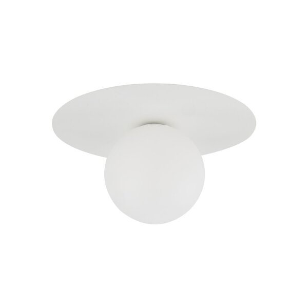 Plafonnier rond Blanc Ø 25 cm Métal Verre Abat-jour sphérique G9