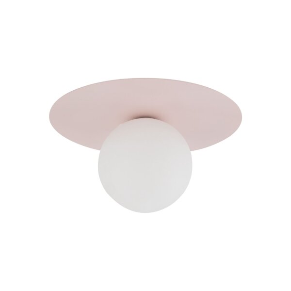 Lampe pour chambre denfant Plafond Rose Blanc Métal Verre G9 Ø 25cm rond