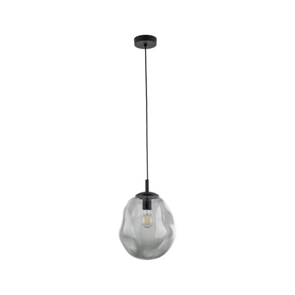 Hängelampe Rauchglas E27 B: 25 cm H: max. 175 cm Schwarz Grau