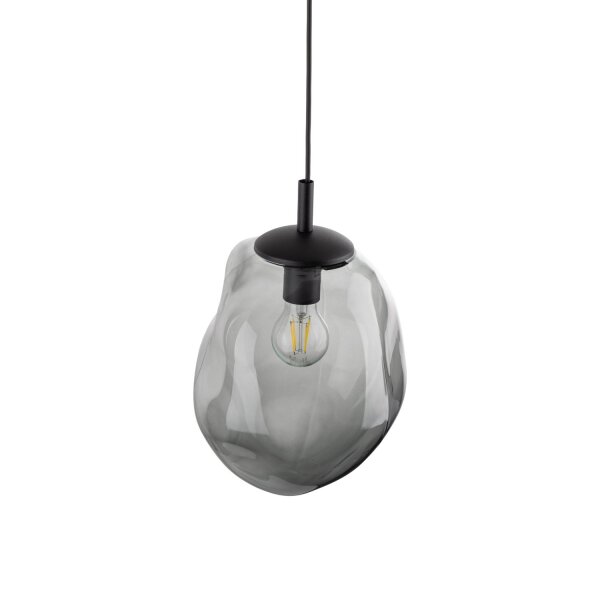 Hängelampe Rauchglas E27 B: 25 cm H: max. 175 cm Schwarz Grau