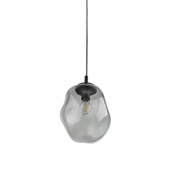 Hängelampe Rauchglas E27 B: 25 cm H: max. 175 cm Schwarz Grau