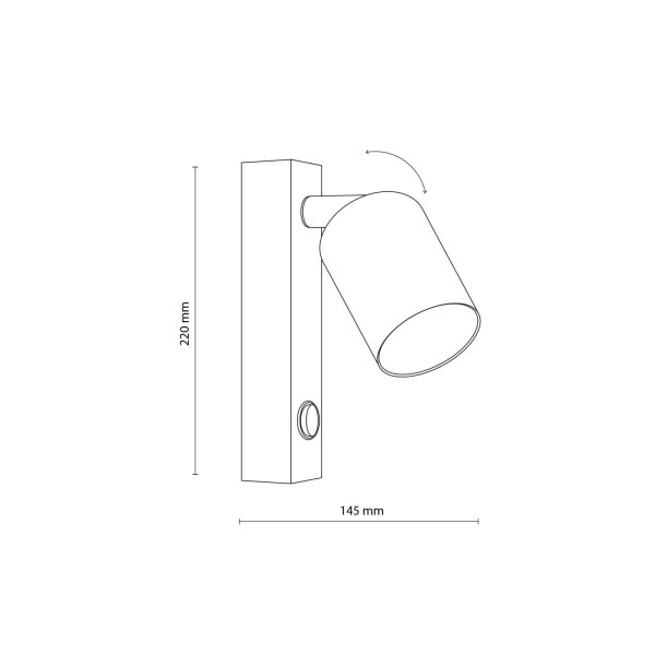 Wandspot Metall mit Schalter Braun GU10 verstellbar H: 22 cm