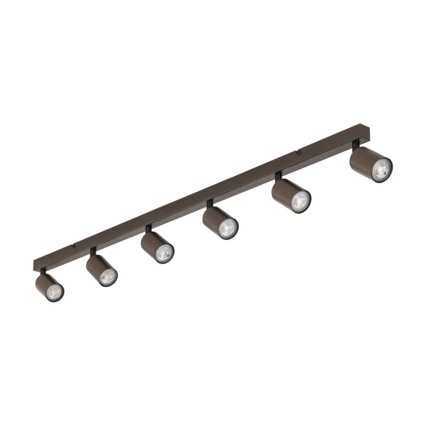 Deckenspot 127 cm lang 6-flammig Metall Braun GU10