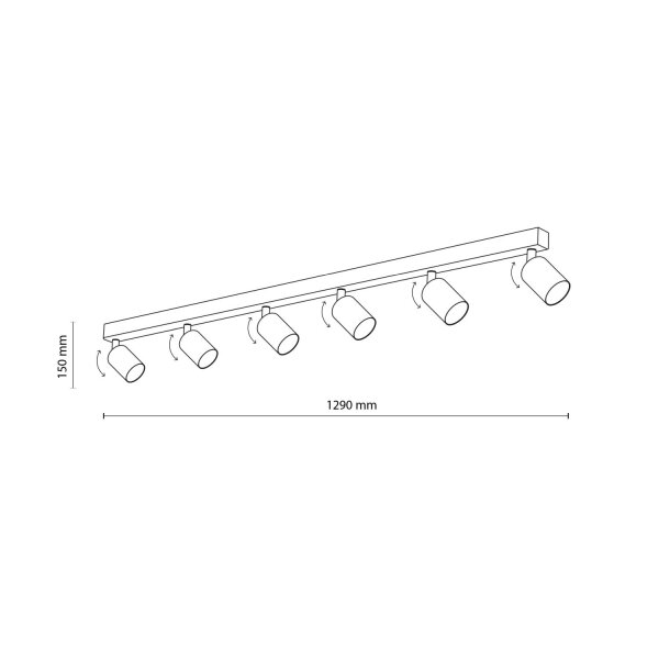 Deckenspot 127 cm lang 6-flammig Metall Braun GU10