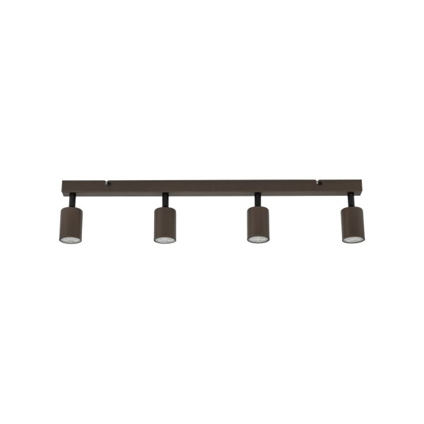 Plafonnier 4 flammes 83cm long métal ajustable brun GU10