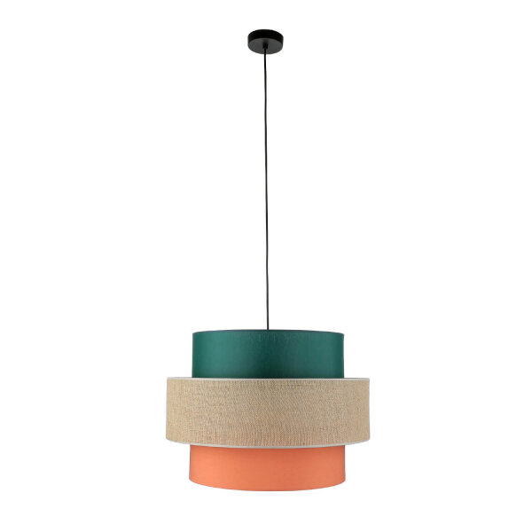 Pendelleuchte rund Ø 50 cm H: max. 160 cm Stoff Jute Bunt E27