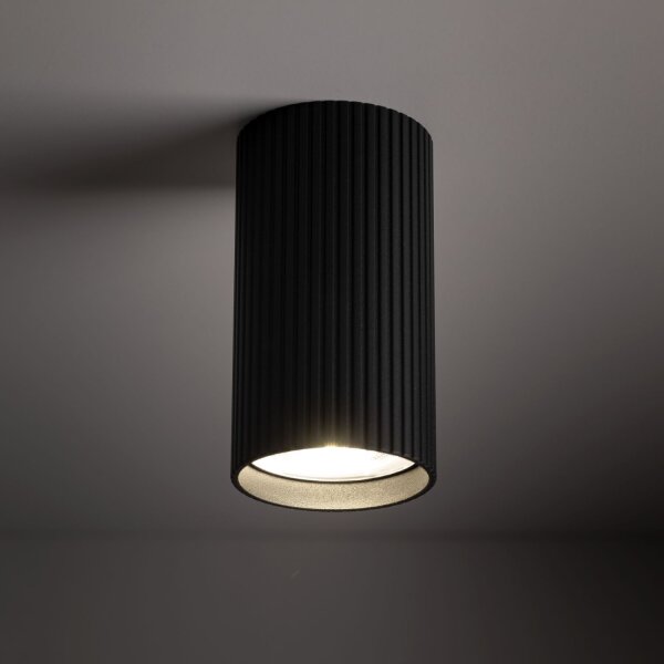 Deckenlampe Metall Schwarz GU10 Ø 5,5 cm H: 10 cm Aufputz