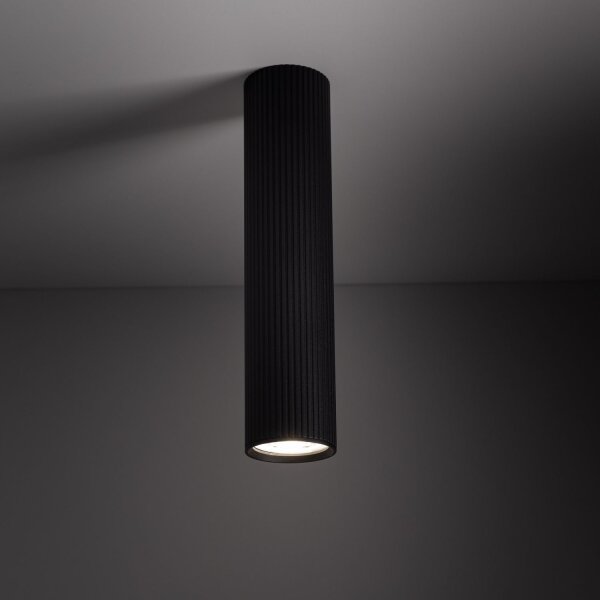 Plafonnier noir métal GU10 Ø 5,5 cm H : 24 cm petit