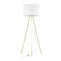 Stehlampe Wohnzimmer 160cm Metall Stoff E27 Gold...