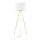Lampadaire salon 160cm métal tissu E27 or blanc tripode